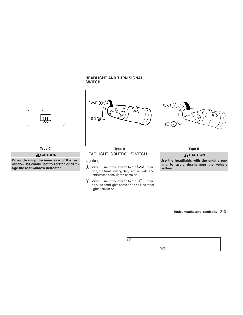 Headlight and turn signal switch -31, Headlight control switch -31 | NISSAN 2009 Titan User Manual | Page 109 / 408