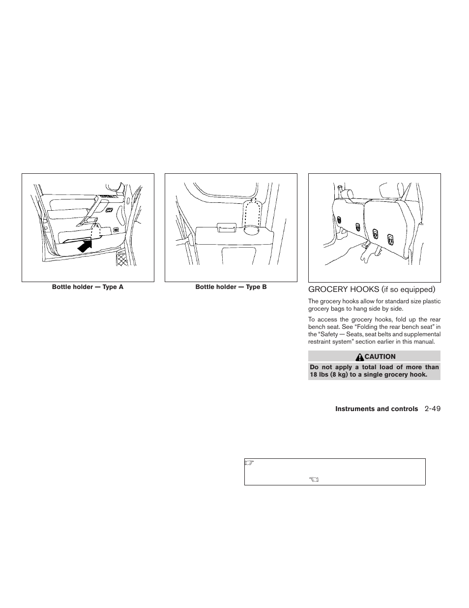 Grocery hooks (if so equipped) -49 | NISSAN 2009 Titan User Manual | Page 127 / 408