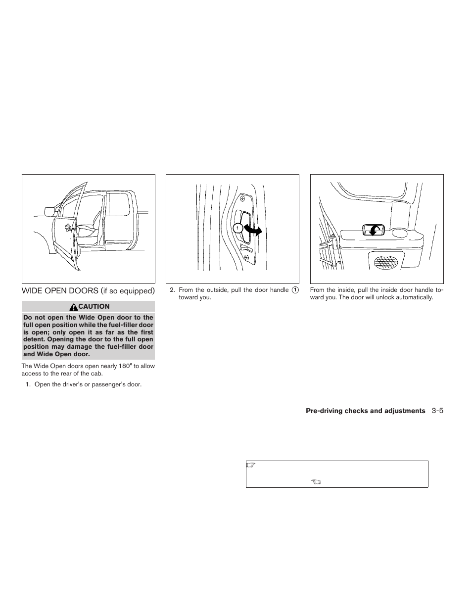 Wide open doors (if so equipped) -5 | NISSAN 2009 Titan User Manual | Page 145 / 408