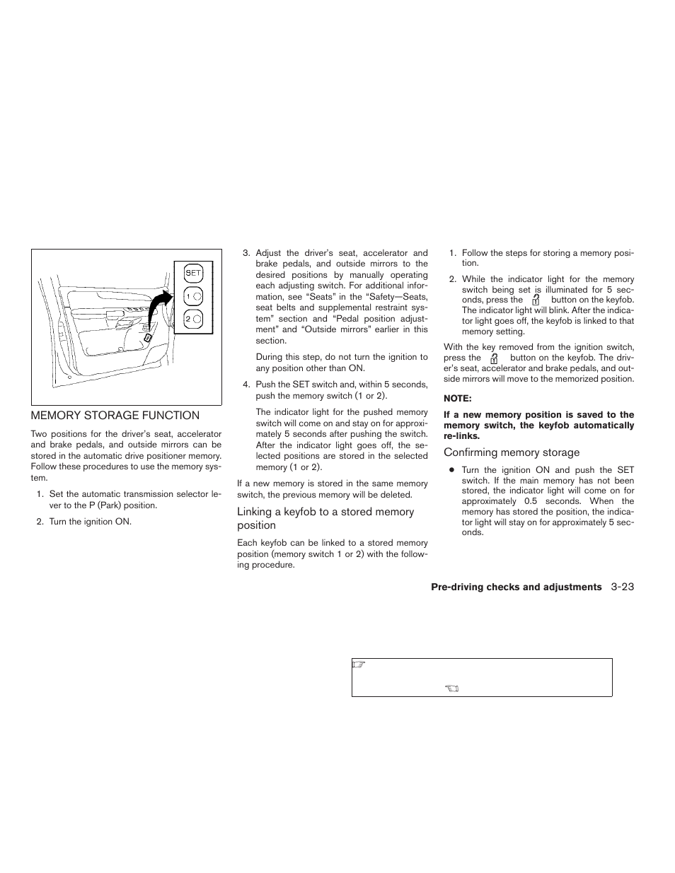 Memory storage function -23 | NISSAN 2009 Titan User Manual | Page 163 / 408