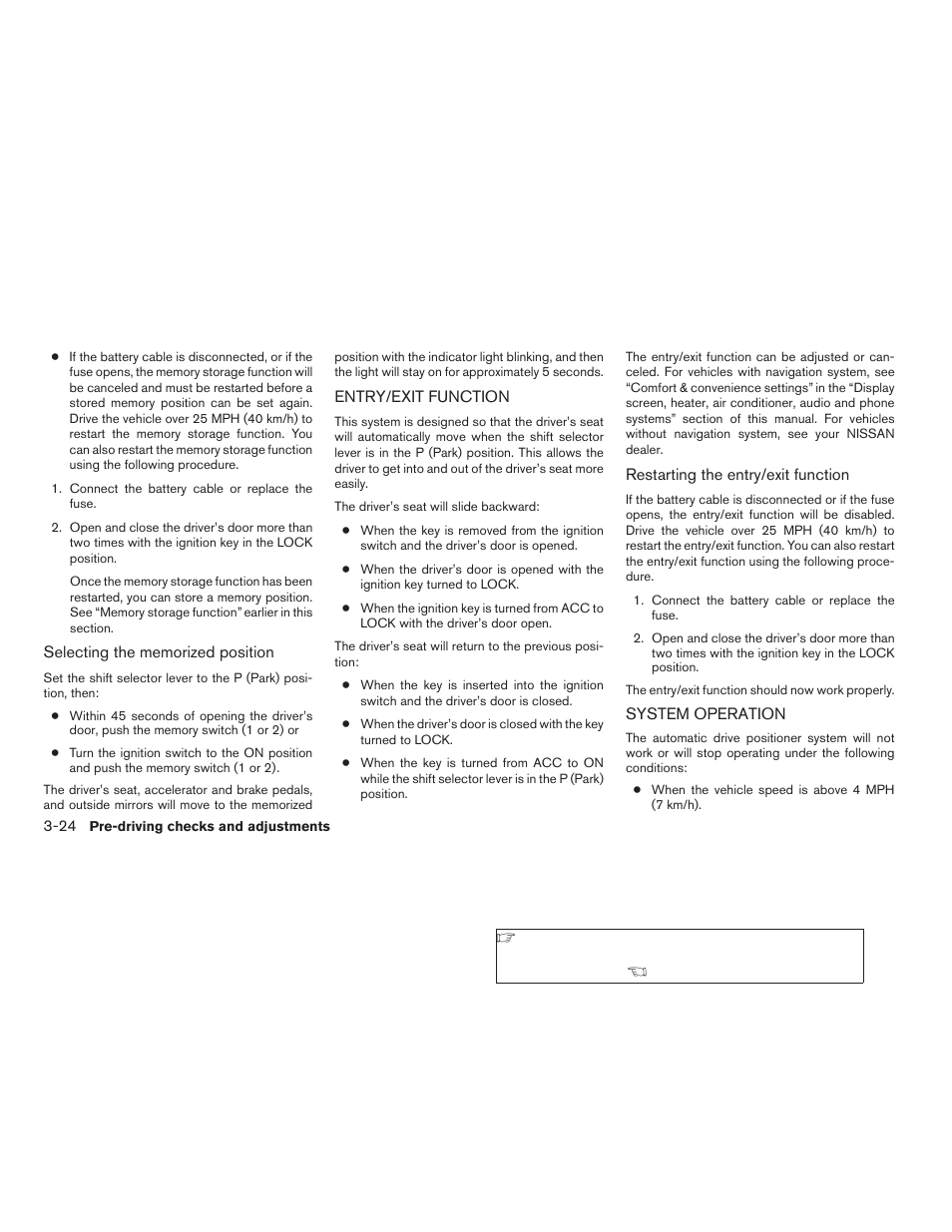 Entry/exit function -24 system operation -24 | NISSAN 2009 Titan User Manual | Page 164 / 408