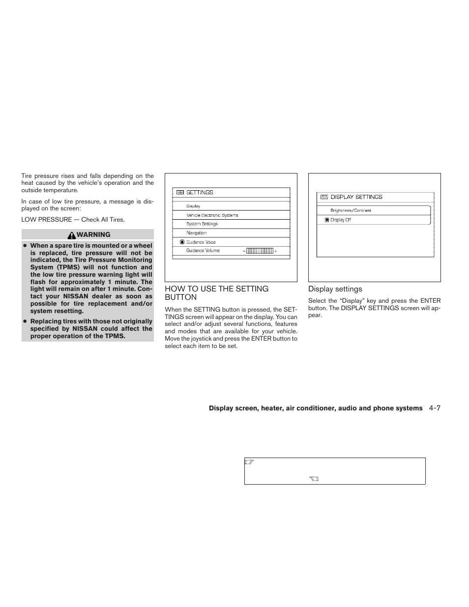 How to use the setting button -7 | NISSAN 2009 Titan User Manual | Page 173 / 408