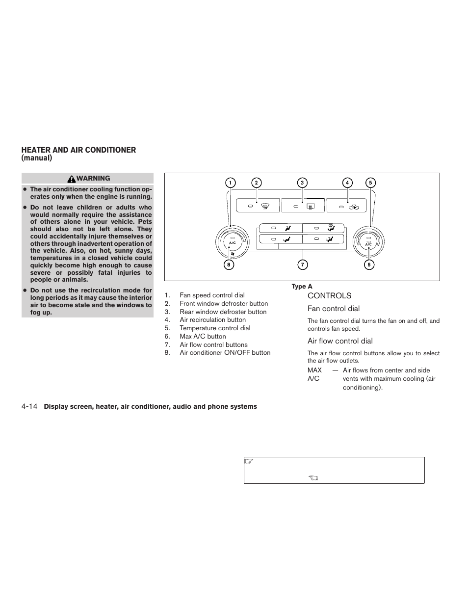 Heater and air conditioner (manual) -14, Controls -14 | NISSAN 2009 Titan User Manual | Page 180 / 408