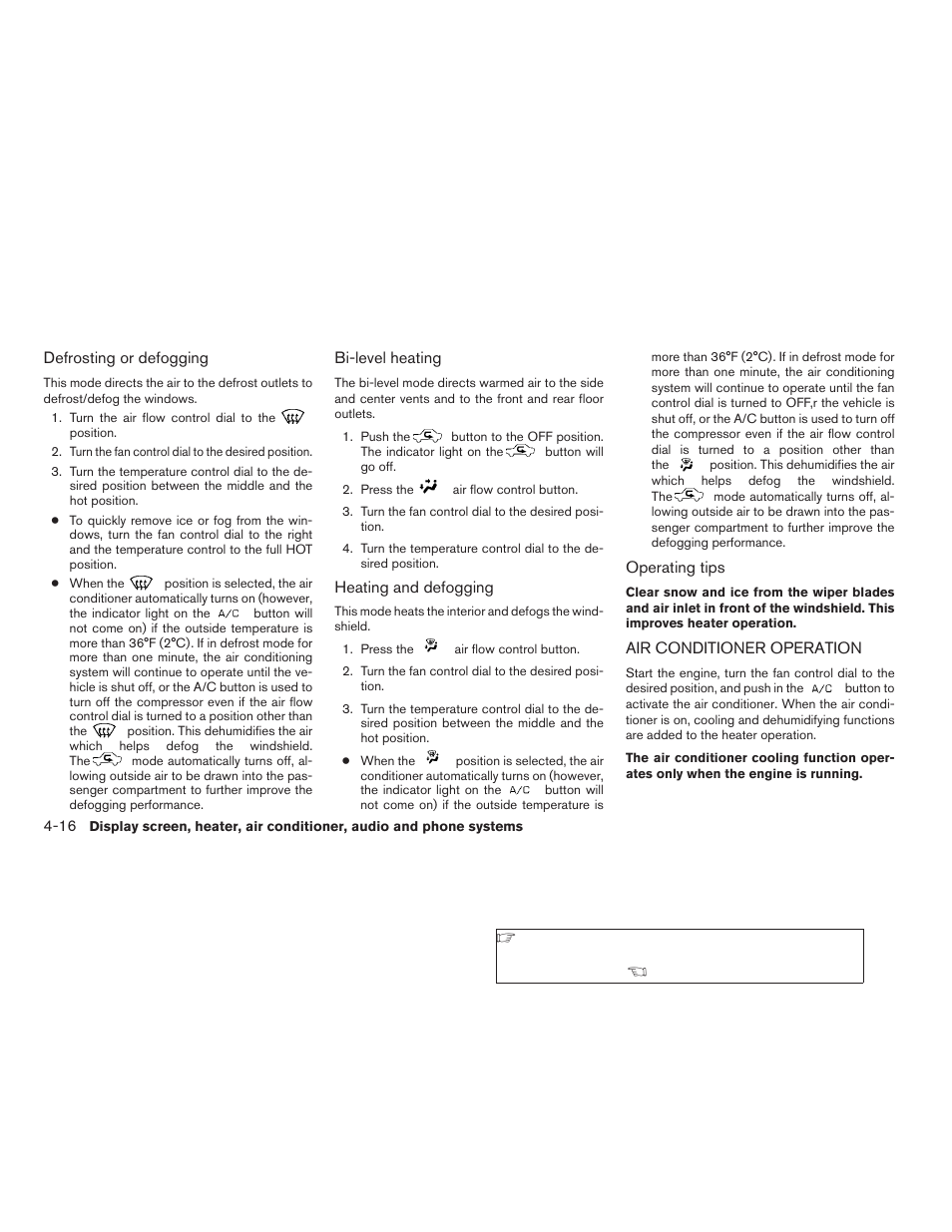 Air conditioner operation -16 | NISSAN 2009 Titan User Manual | Page 182 / 408