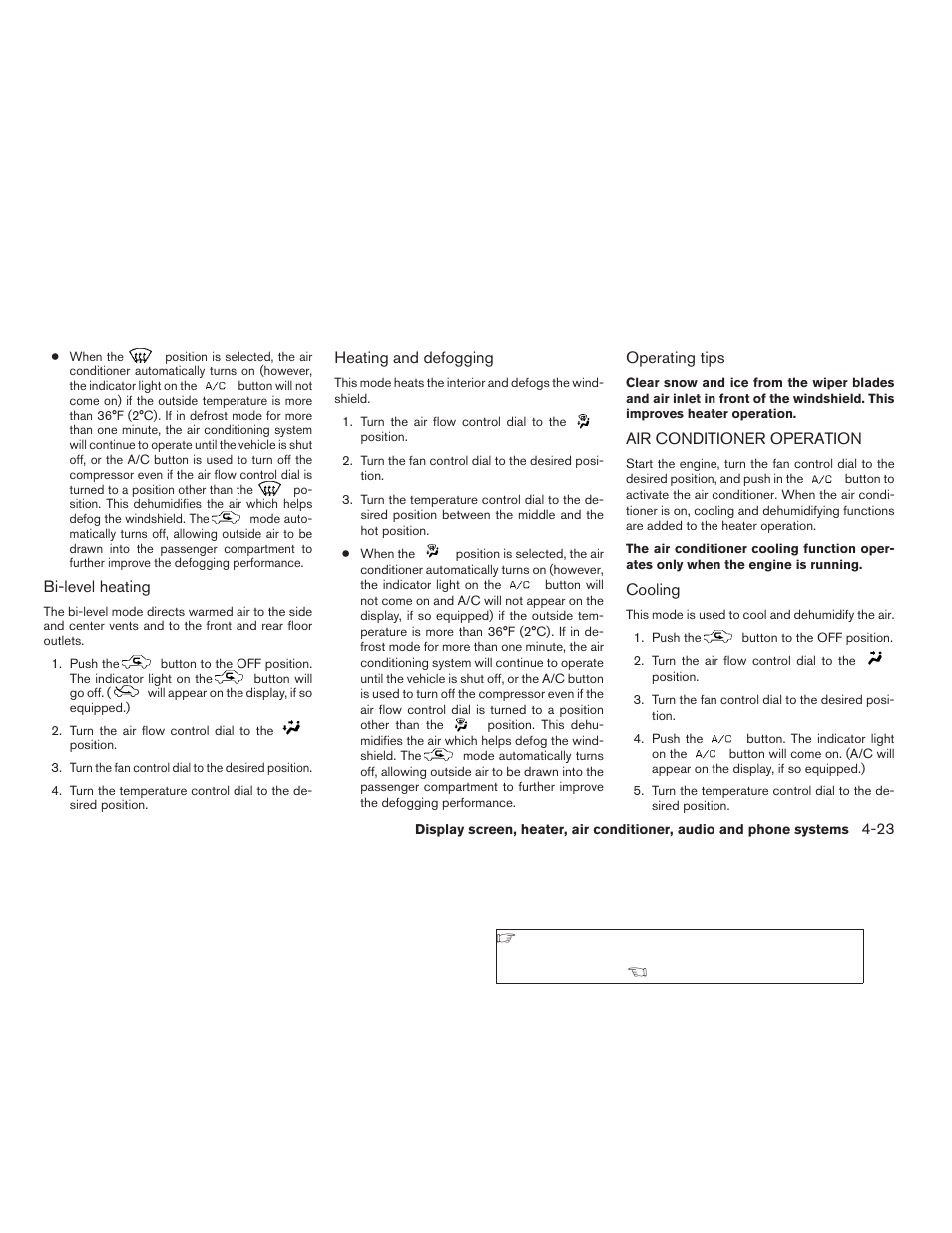 Air conditioner operation -23 | NISSAN 2009 Titan User Manual | Page 189 / 408