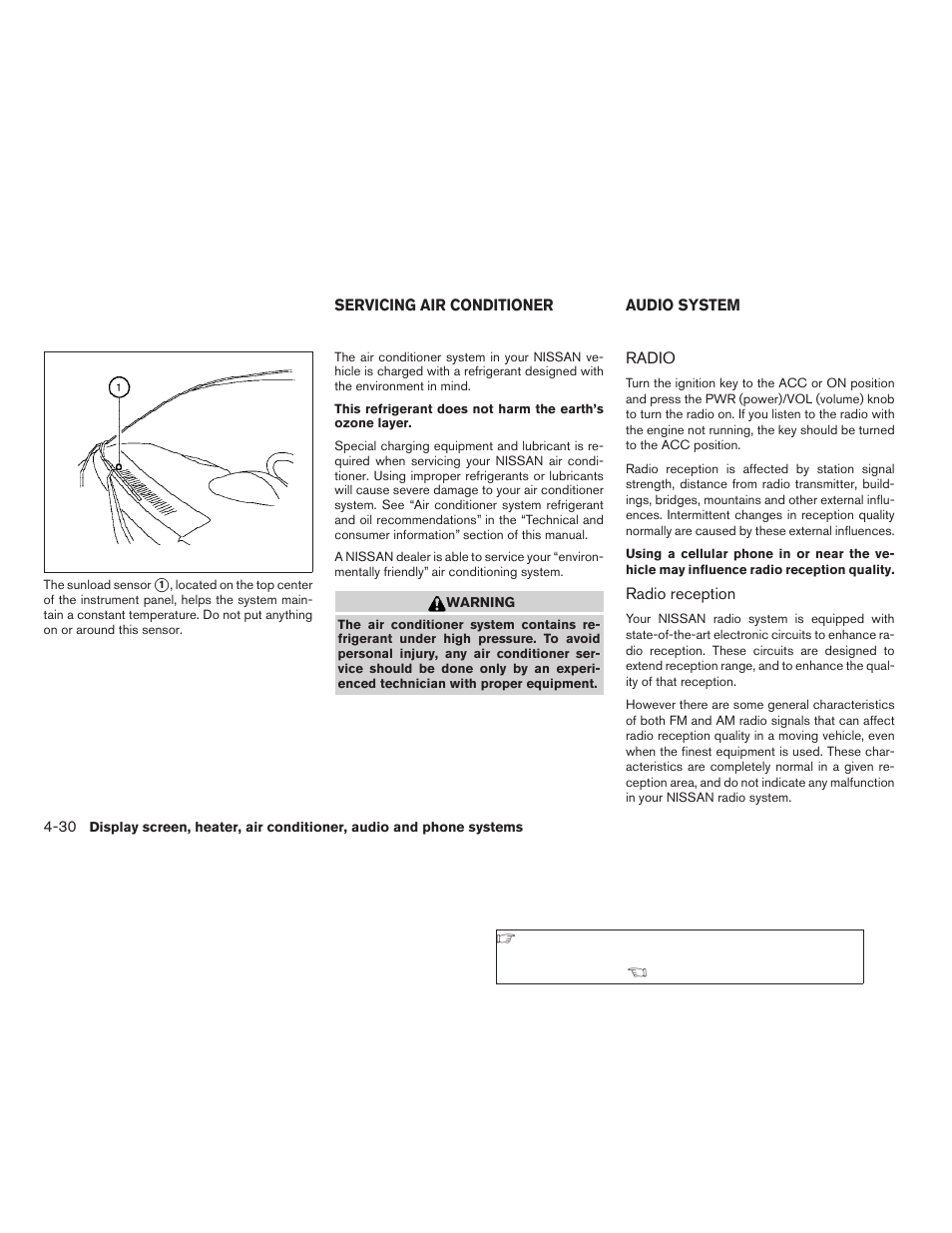 Servicing air conditioner -30 audio system -30, Radio -30 | NISSAN 2009 Titan User Manual | Page 196 / 408