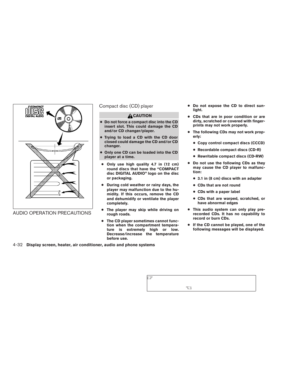 Audio operation precautions -32 | NISSAN 2009 Titan User Manual | Page 198 / 408