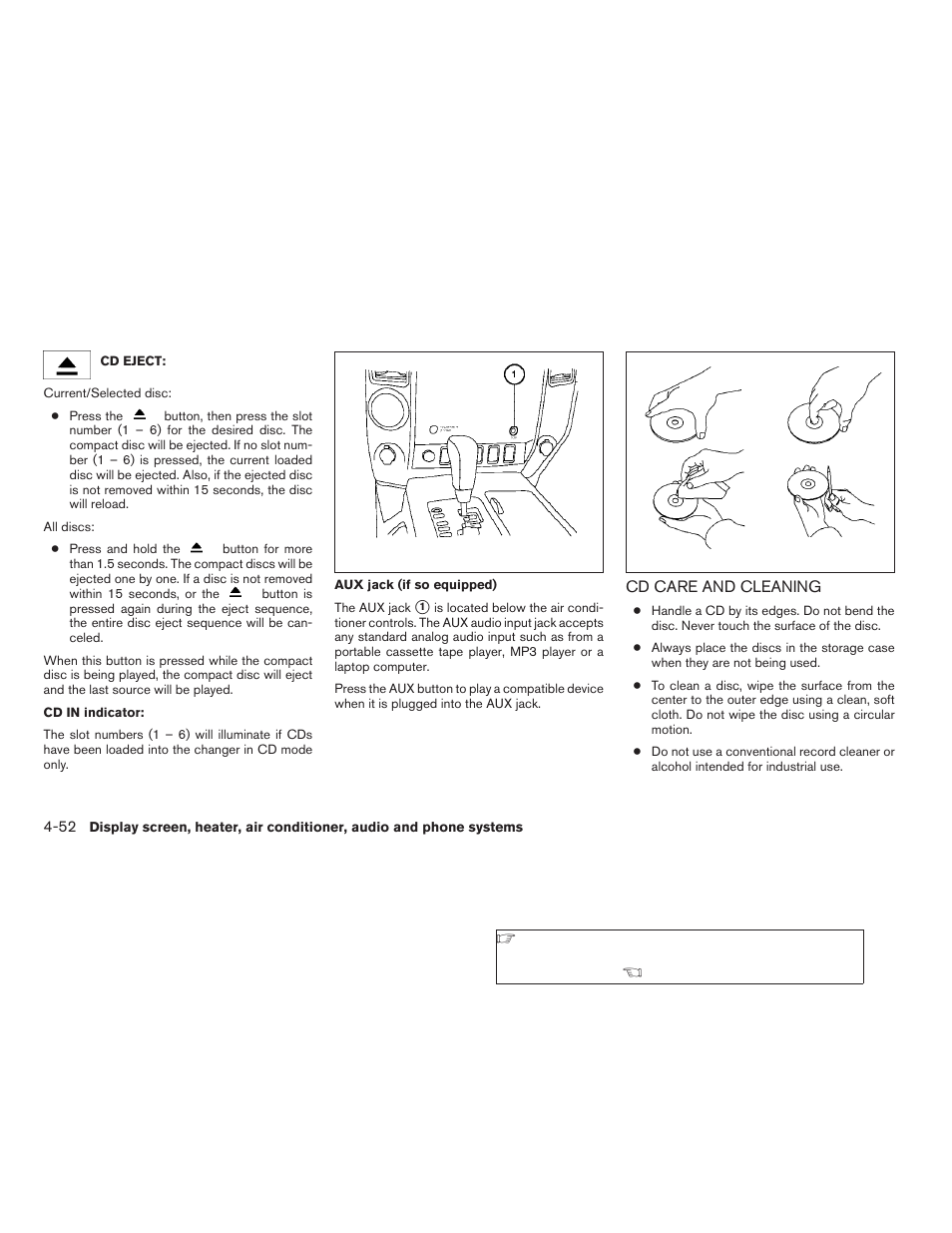 Cd care and cleaning -52 | NISSAN 2009 Titan User Manual | Page 218 / 408