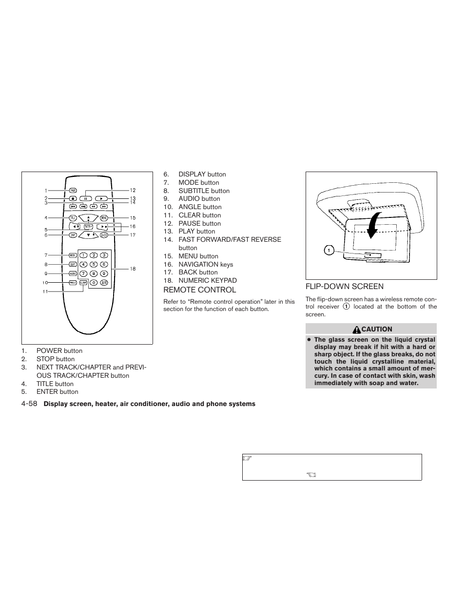 Remote control -58 flip-down screen -58 | NISSAN 2009 Titan User Manual | Page 224 / 408