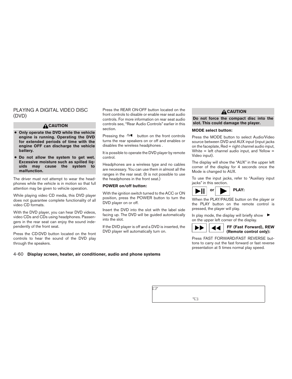 Playing a digital video disc (dvd) -60 | NISSAN 2009 Titan User Manual | Page 226 / 408