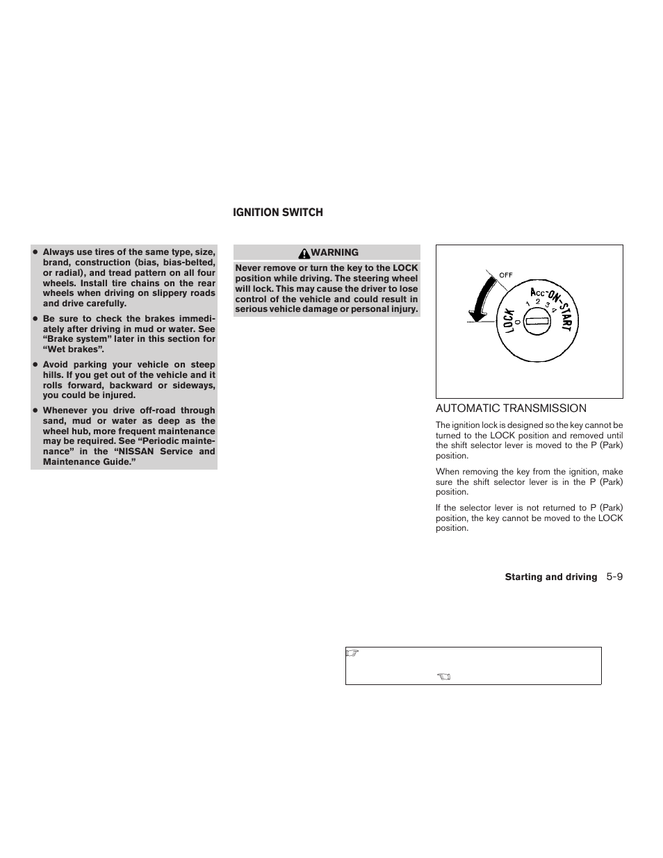 Ignition switch -9, Automatic transmission -9 | NISSAN 2009 Titan User Manual | Page 257 / 408