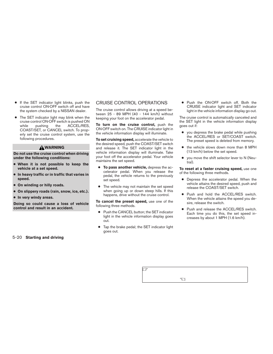 Cruise control operations -20 | NISSAN 2009 Titan User Manual | Page 268 / 408