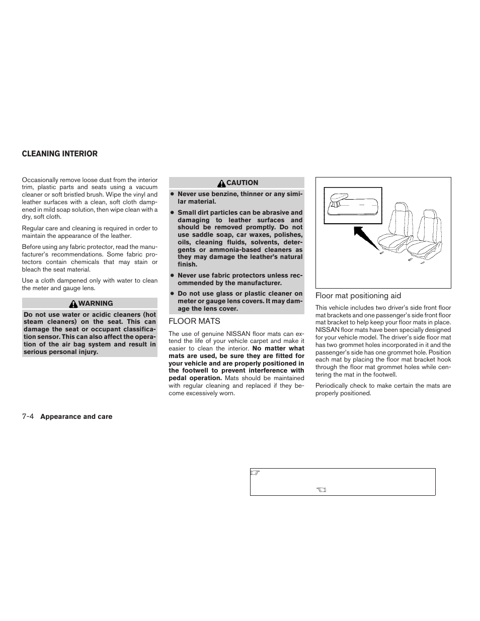 Cleaning interior -4, Floor mats -4 | NISSAN 2009 Titan User Manual | Page 302 / 408