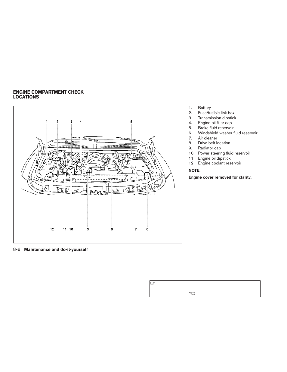 Engine compartment check locations -6 | NISSAN 2009 Titan User Manual | Page 310 / 408