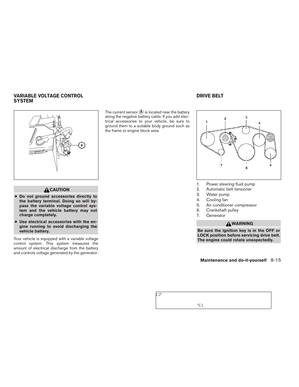 Variable voltage control system -15 drive belt -15 | NISSAN 2009 Titan User Manual | Page 319 / 408