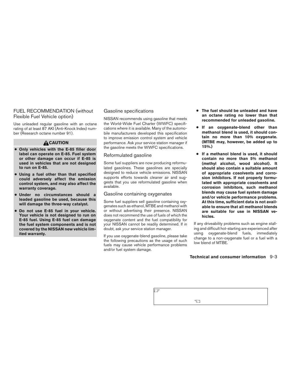 Fuel recommendation, Without flexible fuel vehicle option) -3 | NISSAN 2009 Titan User Manual | Page 349 / 408