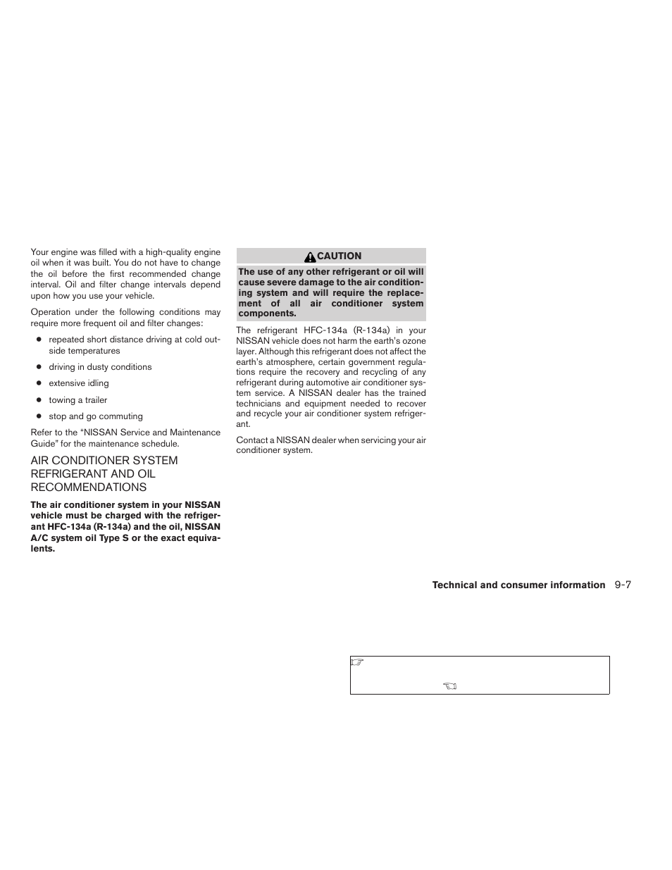 Air conditioner system refrigerant and oil, Recommendations -7 | NISSAN 2009 Titan User Manual | Page 353 / 408