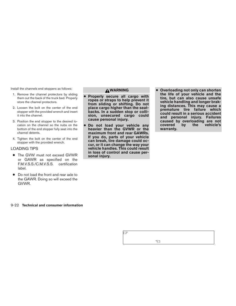 Loading tips -22 | NISSAN 2009 Titan User Manual | Page 368 / 408