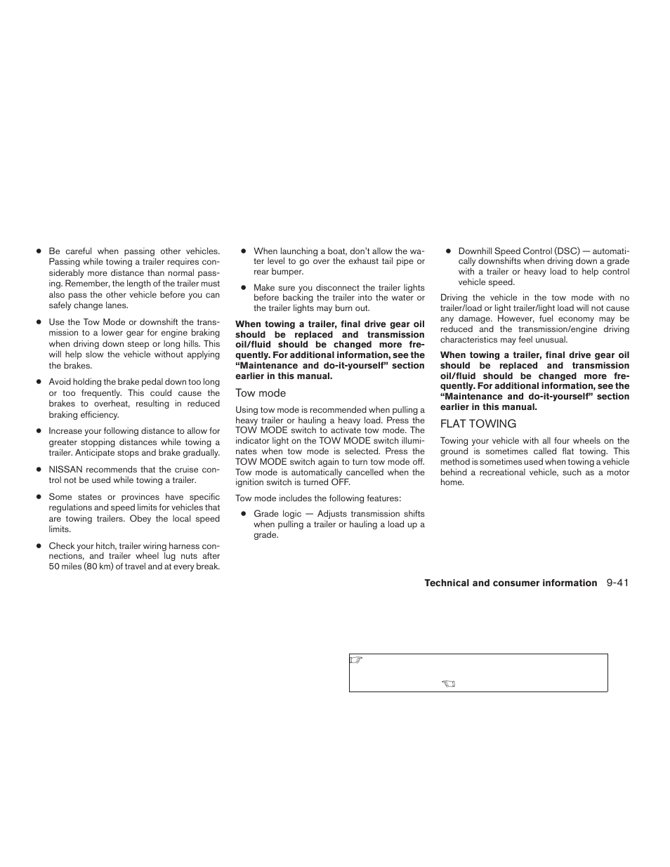 Flat towing -41 | NISSAN 2009 Titan User Manual | Page 387 / 408