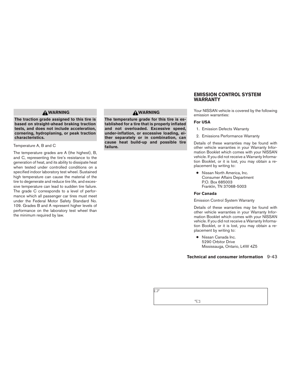 Emission control system warranty -43 | NISSAN 2009 Titan User Manual | Page 389 / 408