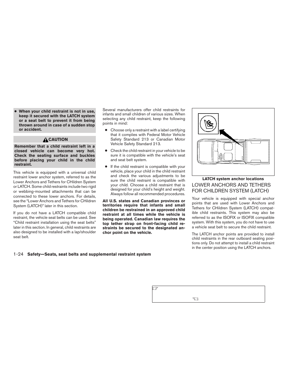 Lower anchors and tethers for children, System (latch) -24 | NISSAN 2009 Titan User Manual | Page 40 / 408