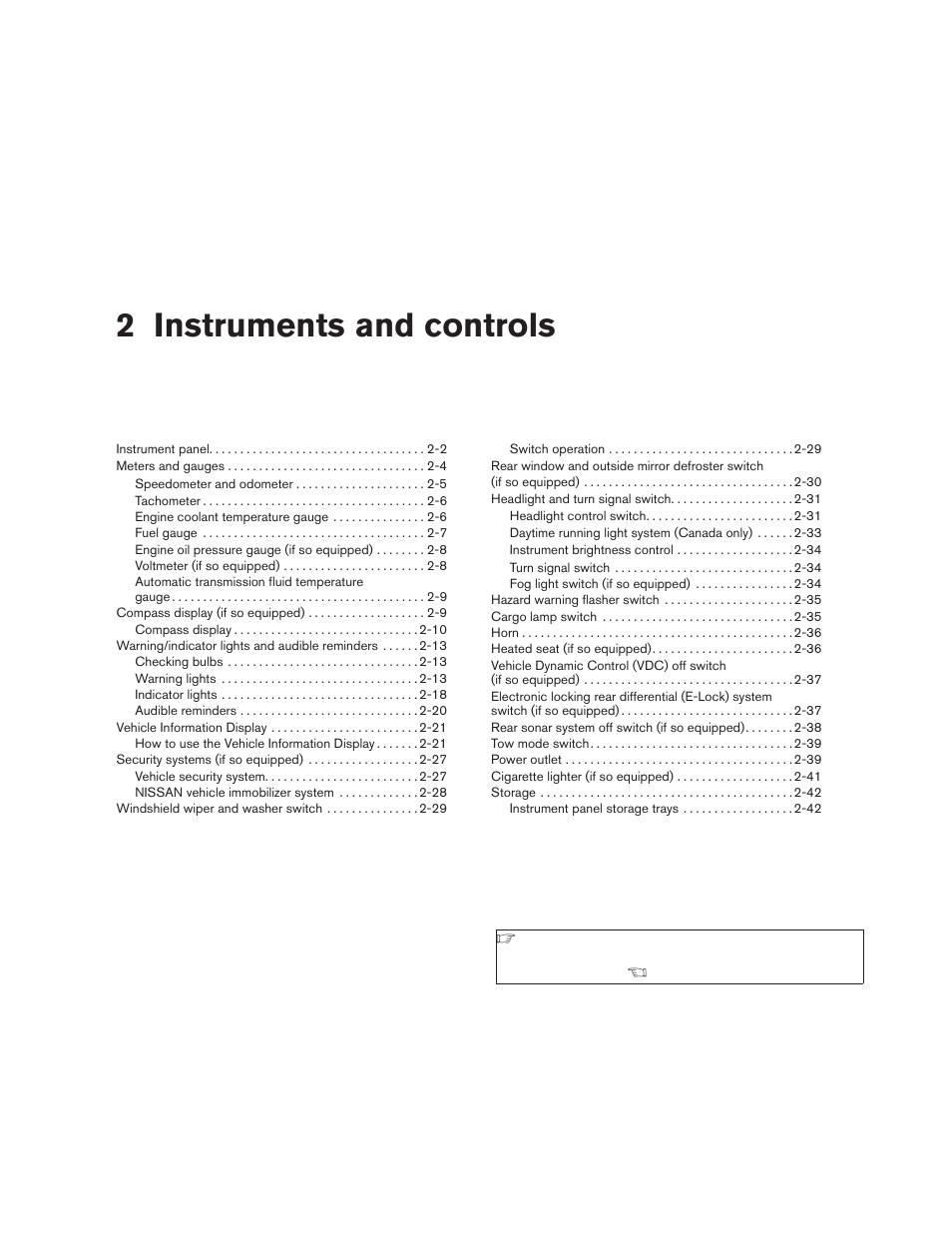 Instruments and controls, 2 instruments and controls | NISSAN 2009 Titan User Manual | Page 78 / 408