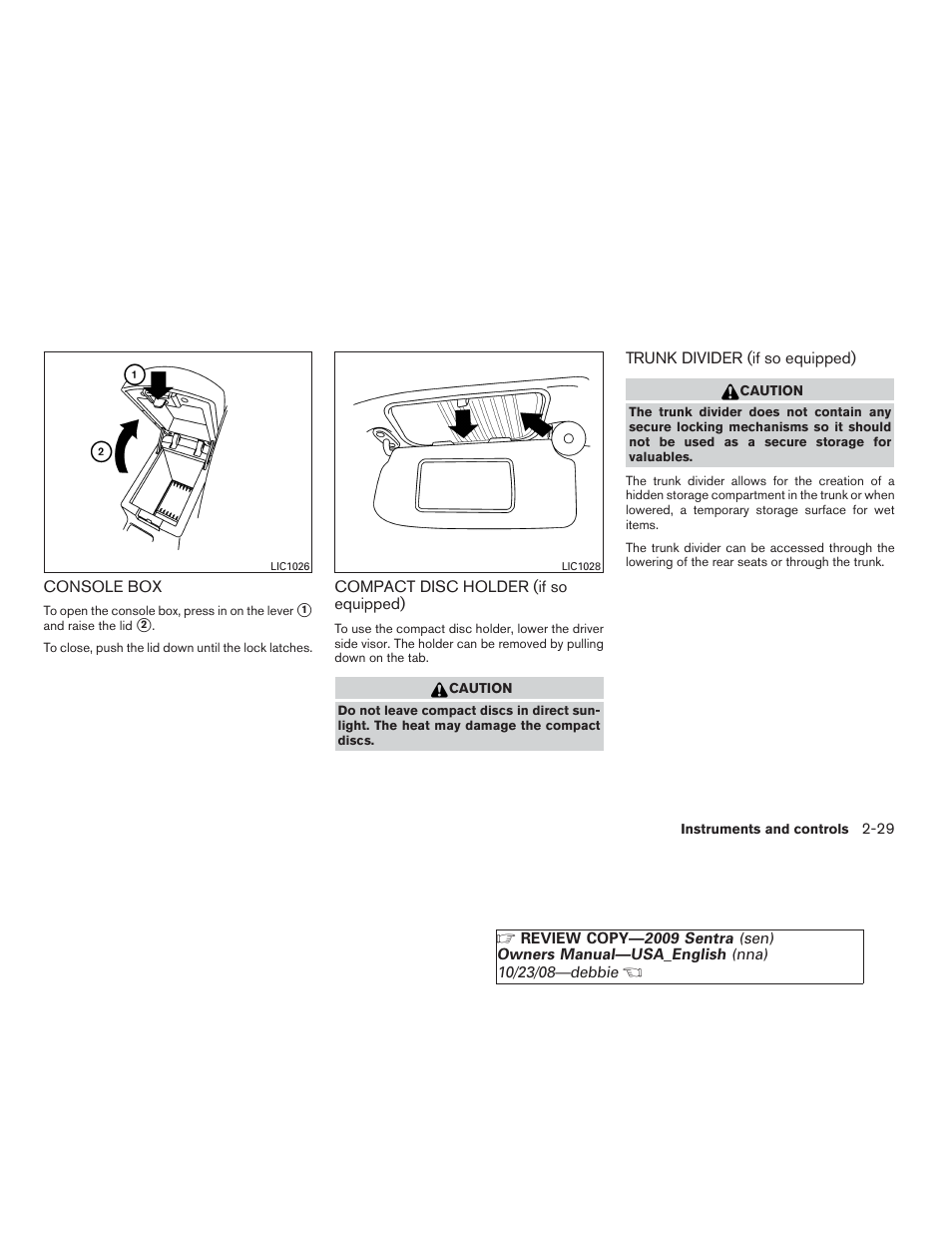 NISSAN 2009 Sentra User Manual | Page 103 / 326