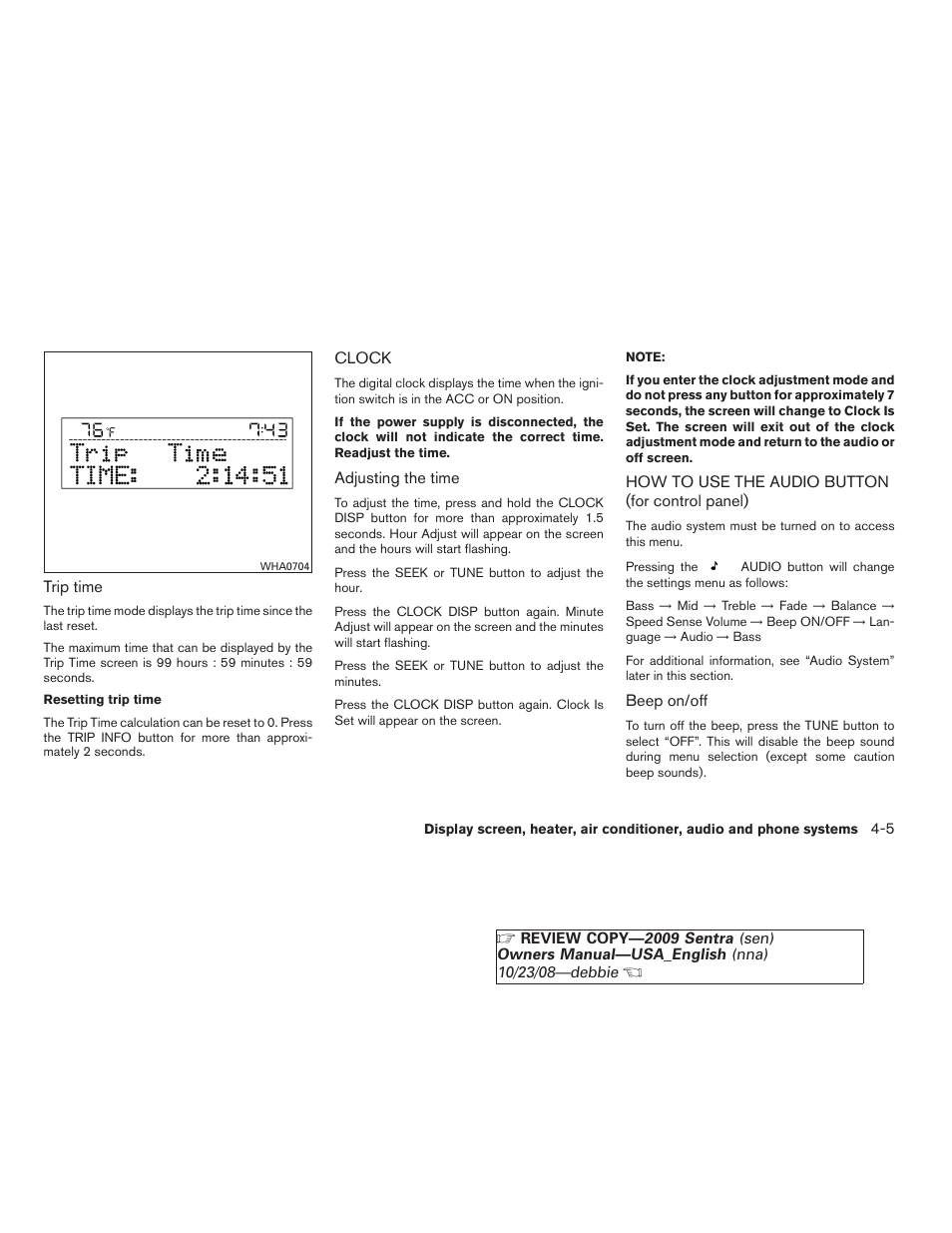 NISSAN 2009 Sentra User Manual | Page 147 / 326