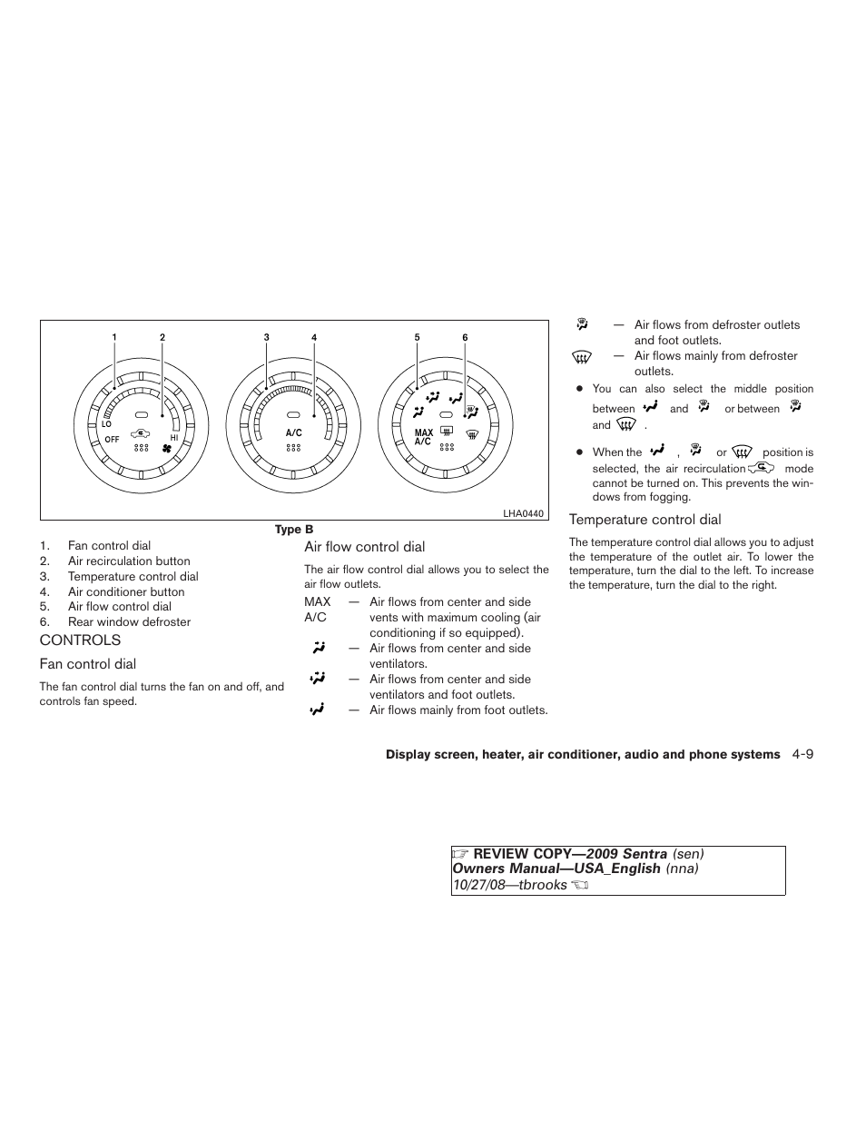 Controls -9 | NISSAN 2009 Sentra User Manual | Page 151 / 326