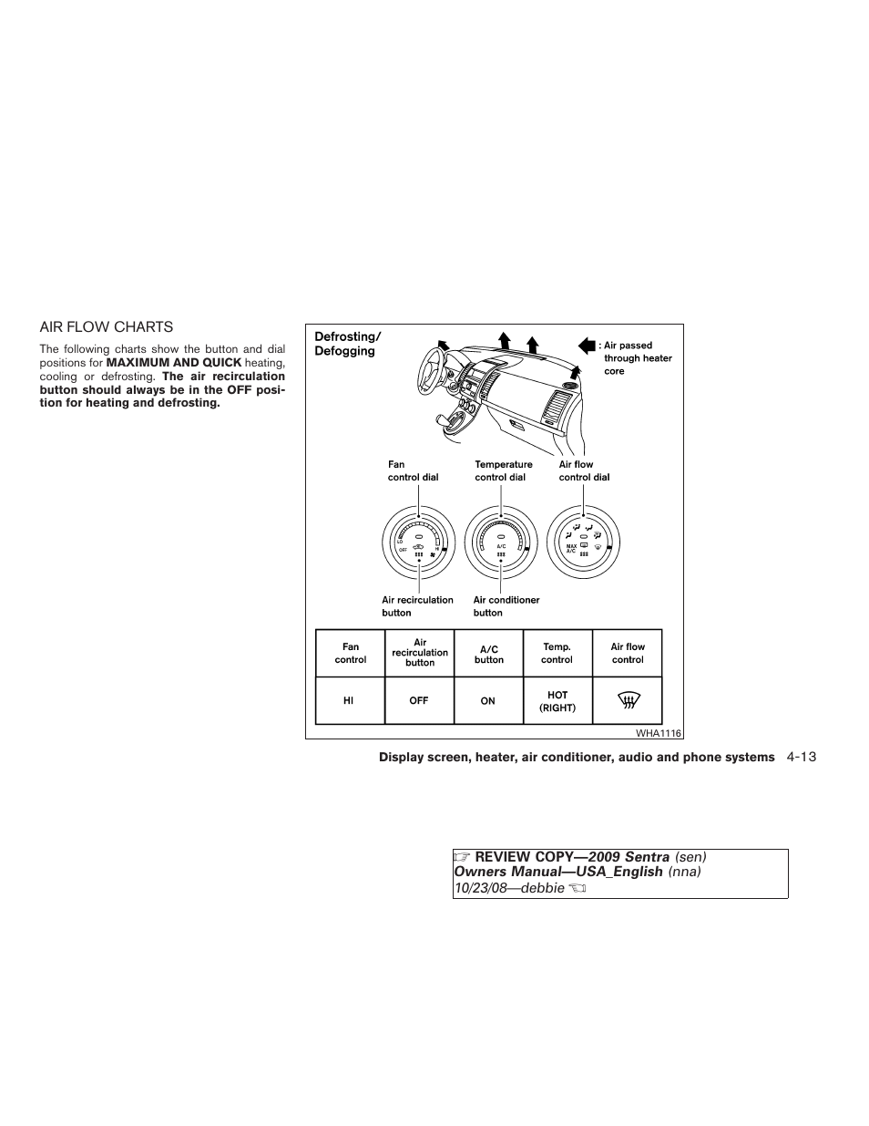 Air flow charts -13 | NISSAN 2009 Sentra User Manual | Page 155 / 326