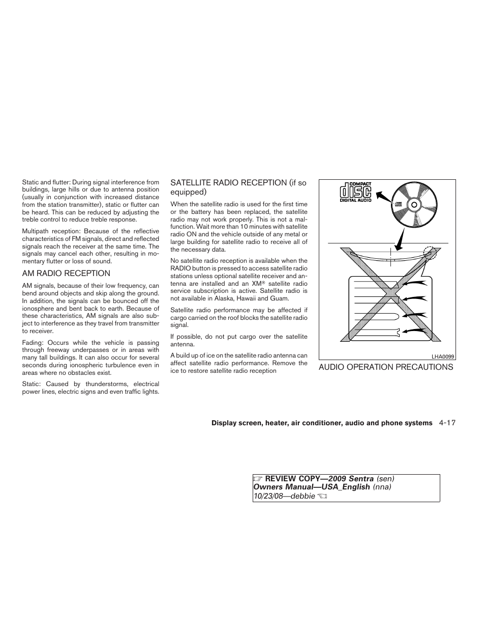 NISSAN 2009 Sentra User Manual | Page 159 / 326