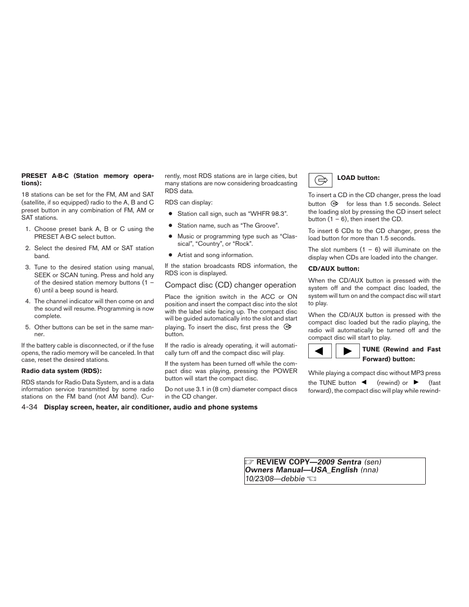 NISSAN 2009 Sentra User Manual | Page 176 / 326