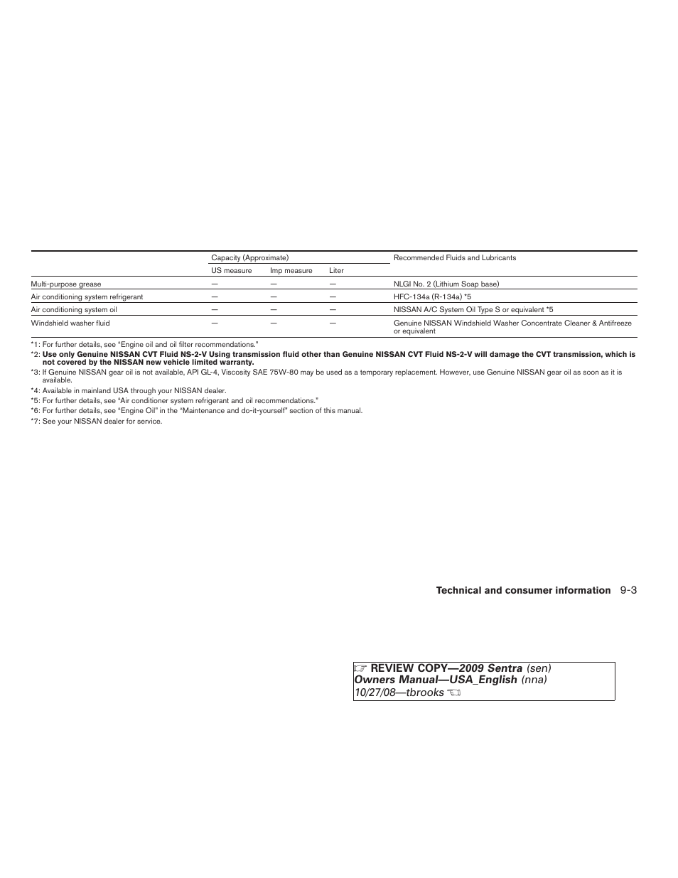 NISSAN 2009 Sentra User Manual | Page 291 / 326