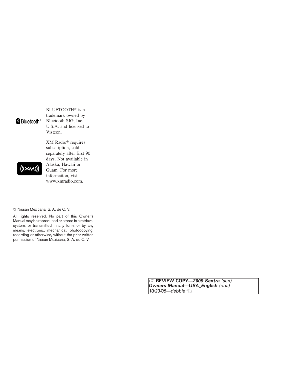 NISSAN 2009 Sentra User Manual | Page 3 / 326