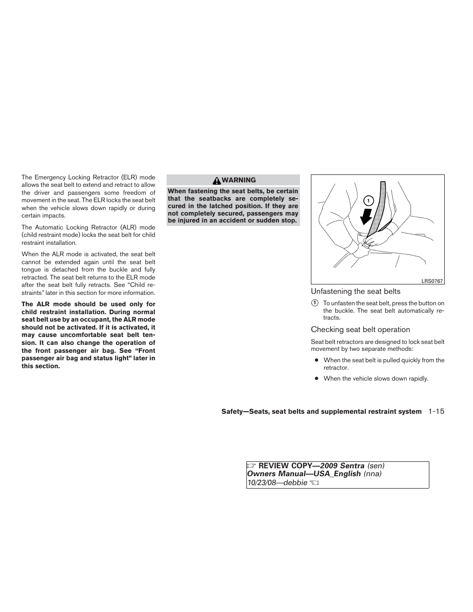 NISSAN 2009 Sentra User Manual | Page 31 / 326