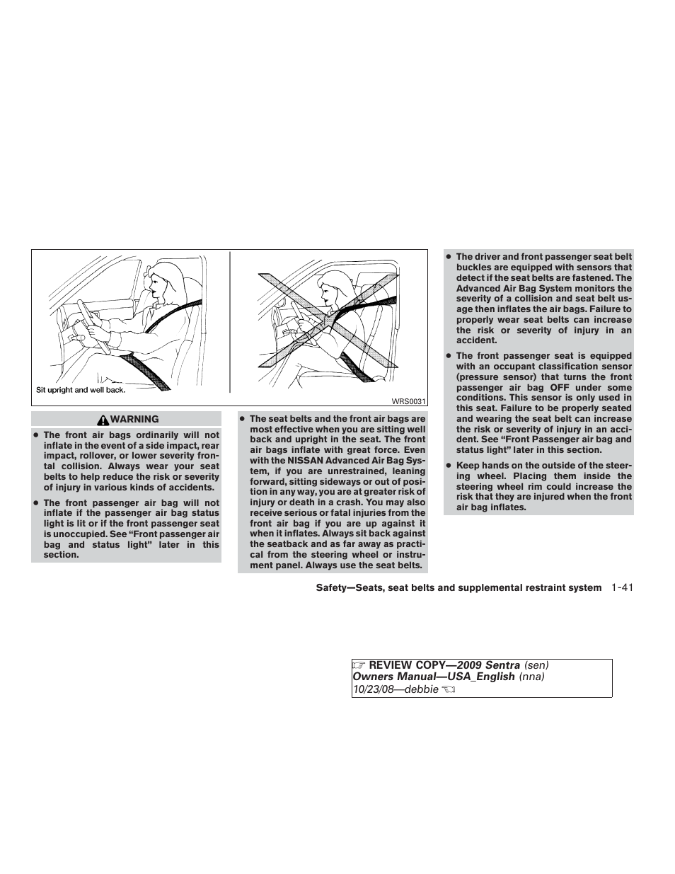 NISSAN 2009 Sentra User Manual | Page 57 / 326