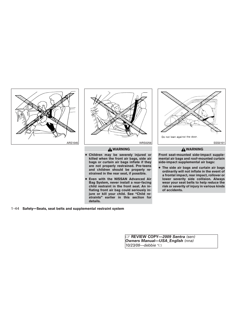 NISSAN 2009 Sentra User Manual | Page 60 / 326