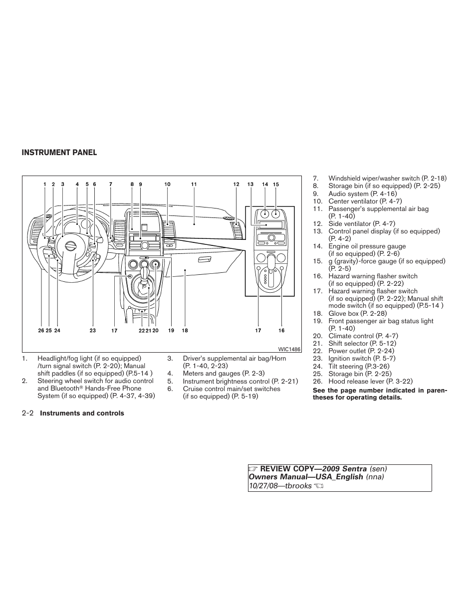 Instrument panel -2 | NISSAN 2009 Sentra User Manual | Page 76 / 326