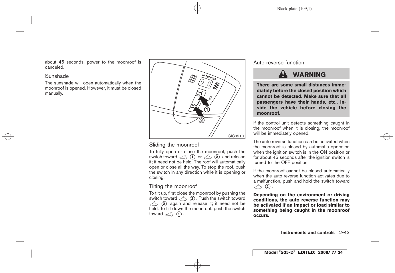 Warning | NISSAN 2009 Rogue User Manual | Page 111 / 316