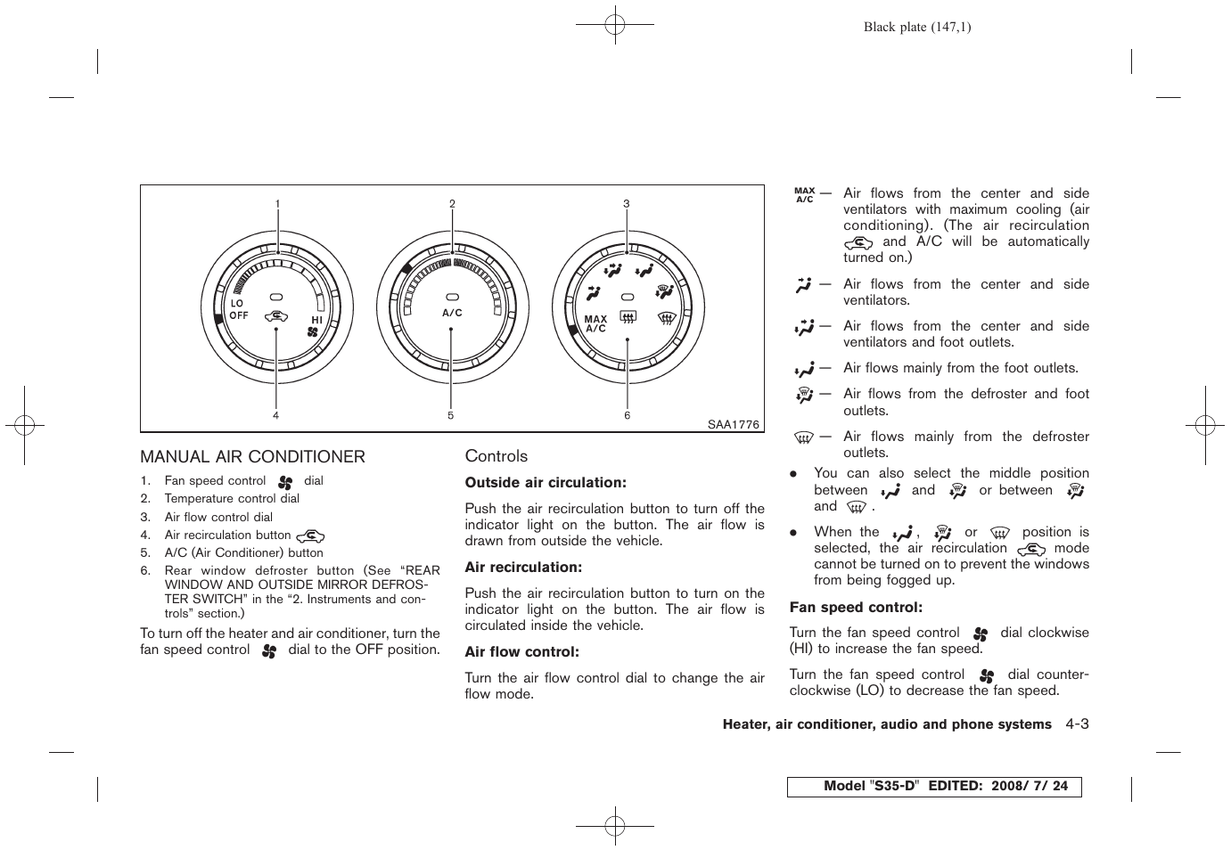 Manual air conditioner -3 | NISSAN 2009 Rogue User Manual | Page 149 / 316