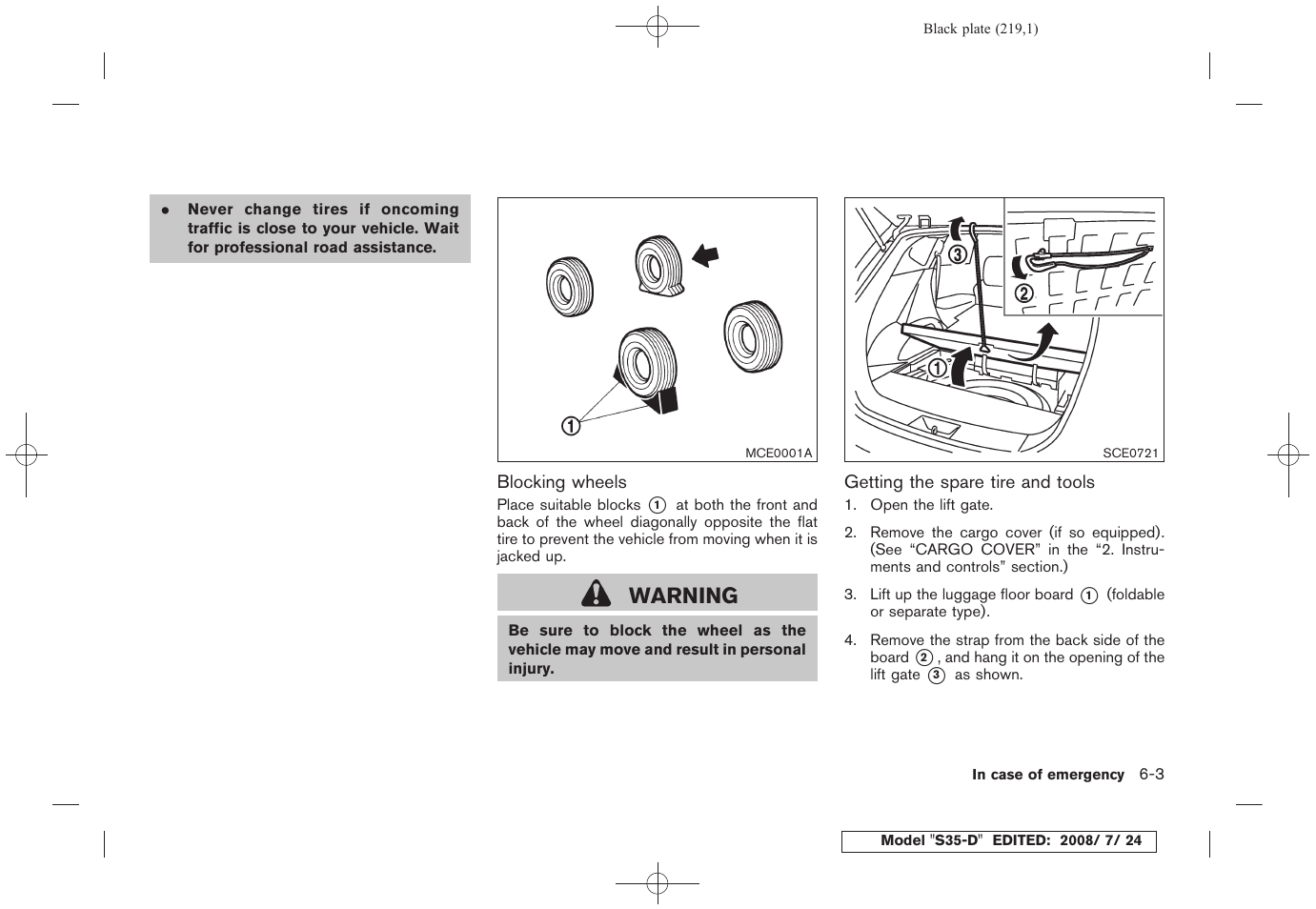 Warning | NISSAN 2009 Rogue User Manual | Page 221 / 316