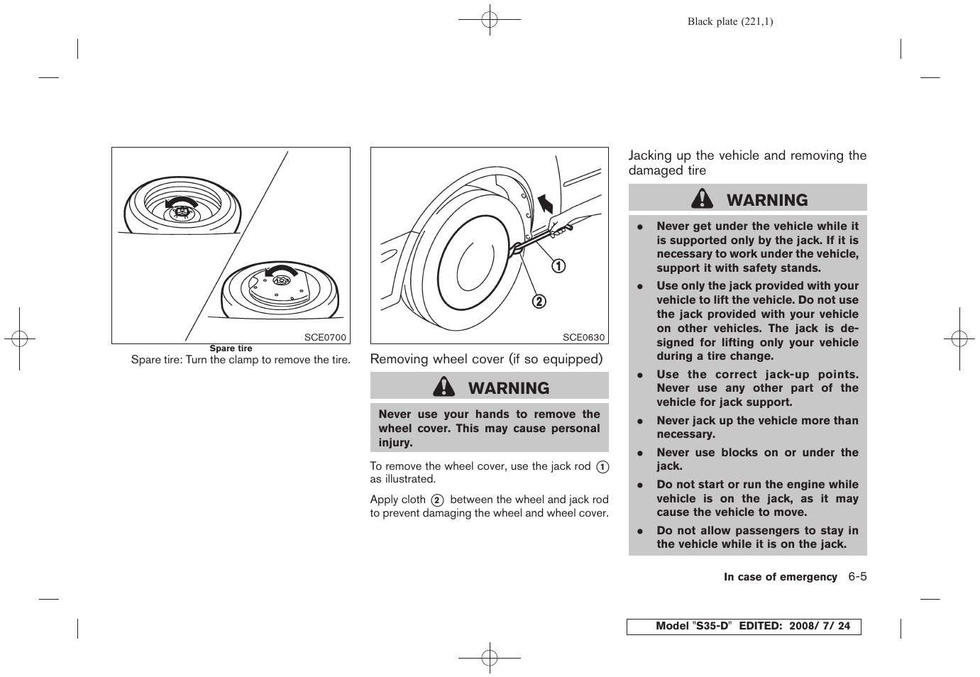 Warning | NISSAN 2009 Rogue User Manual | Page 223 / 316