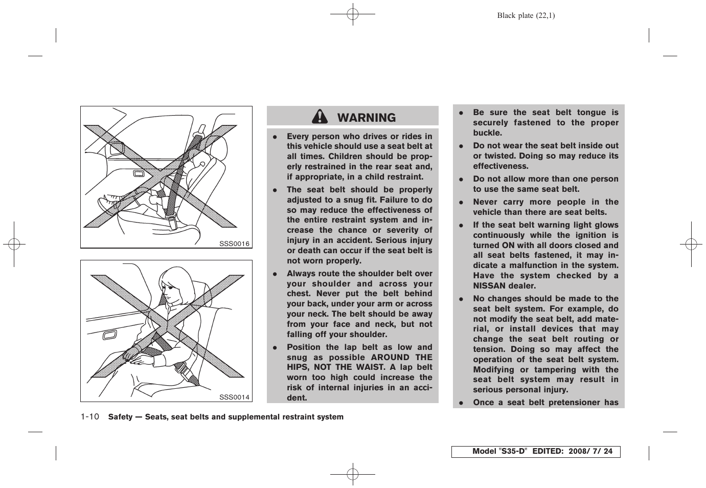 Warning | NISSAN 2009 Rogue User Manual | Page 23 / 316