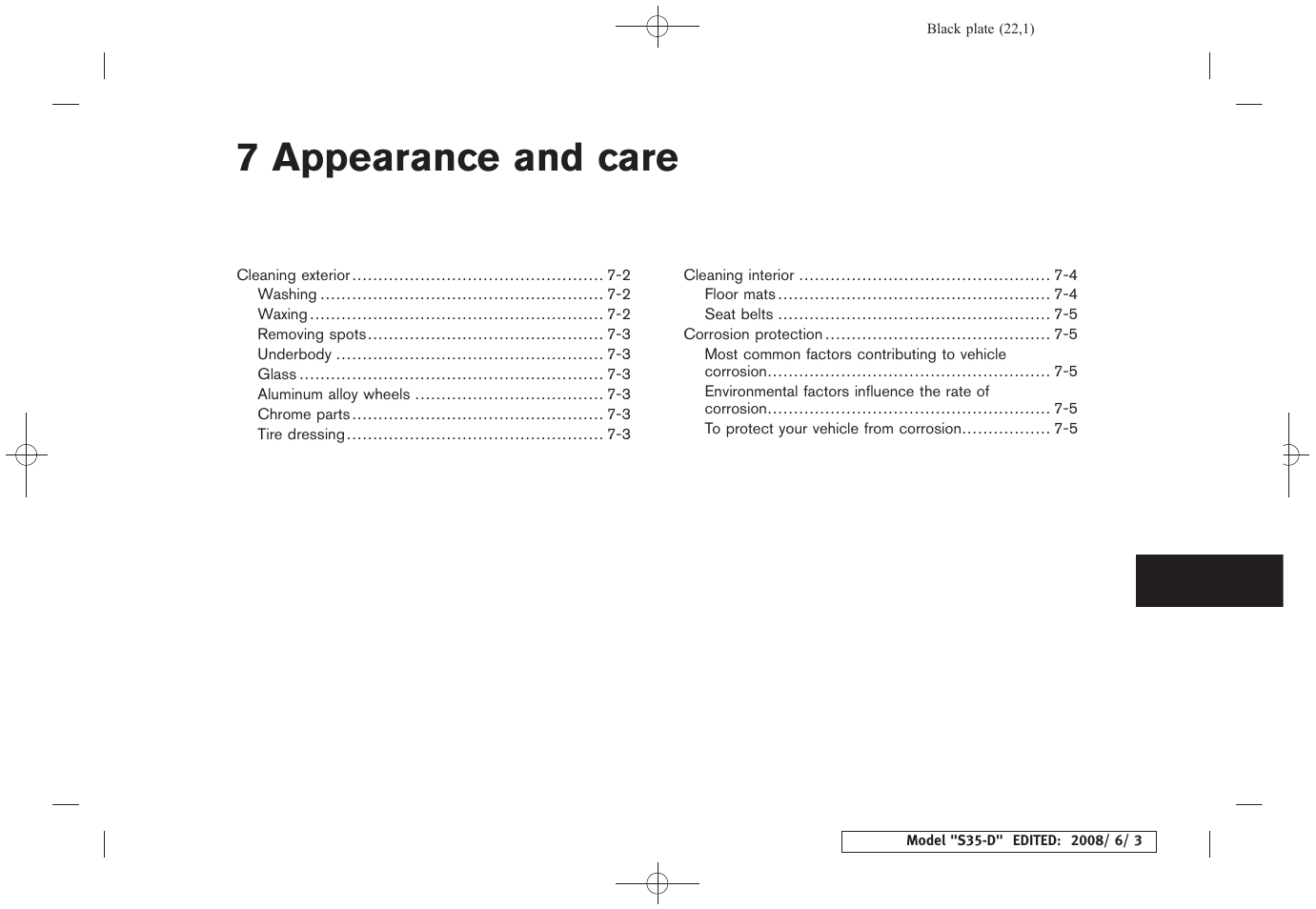 Appearance and care, 7 appearance and care | NISSAN 2009 Rogue User Manual | Page 235 / 316