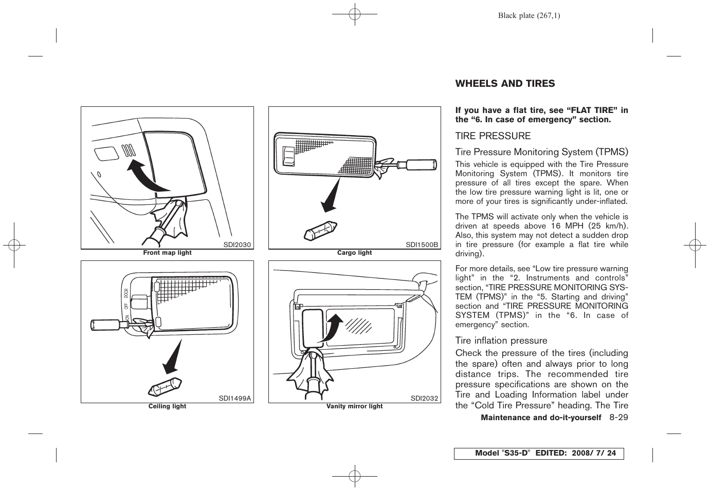 Wheels and tires -29, Tire pressure -29 | NISSAN 2009 Rogue User Manual | Page 269 / 316