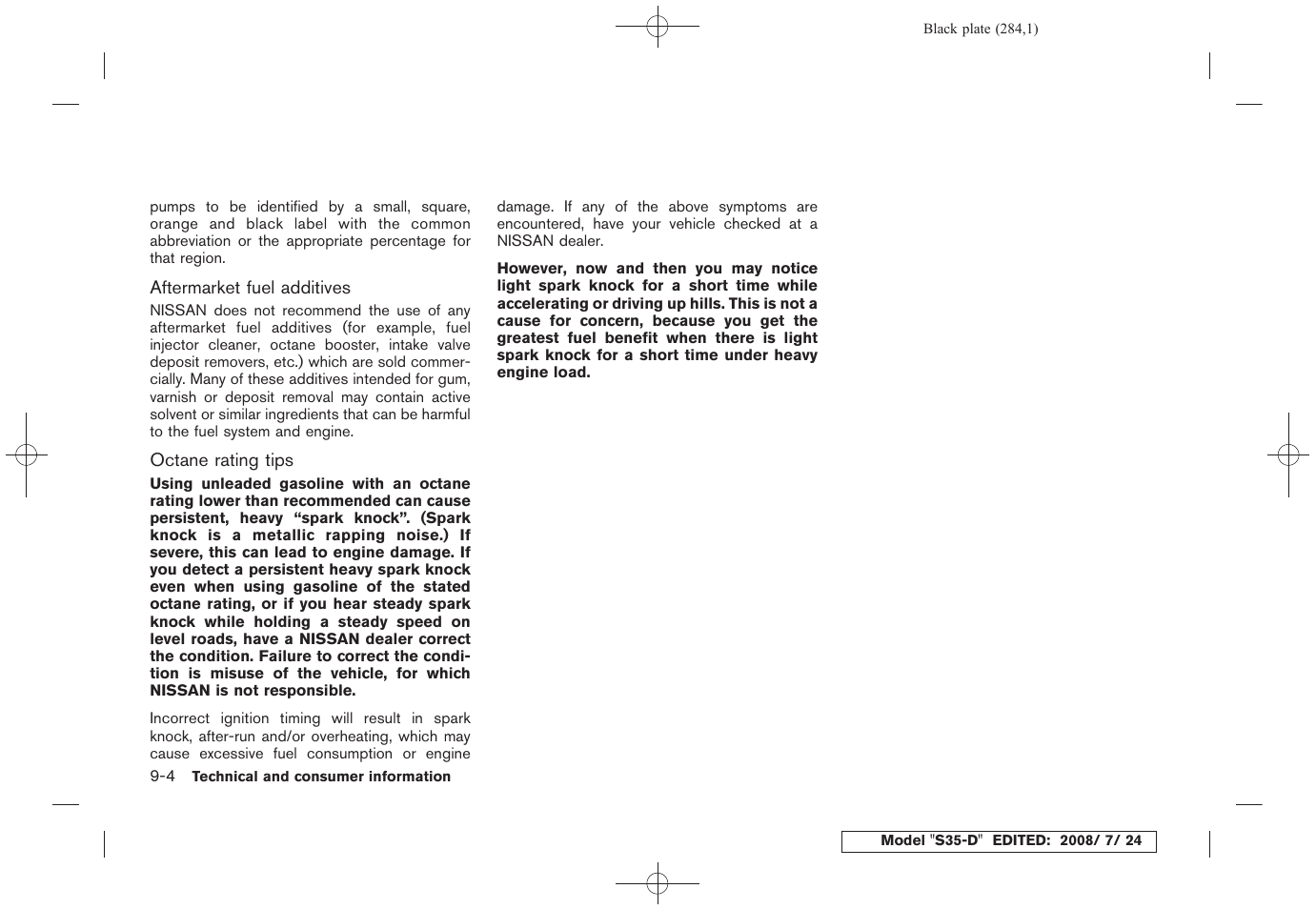 NISSAN 2009 Rogue User Manual | Page 284 / 316