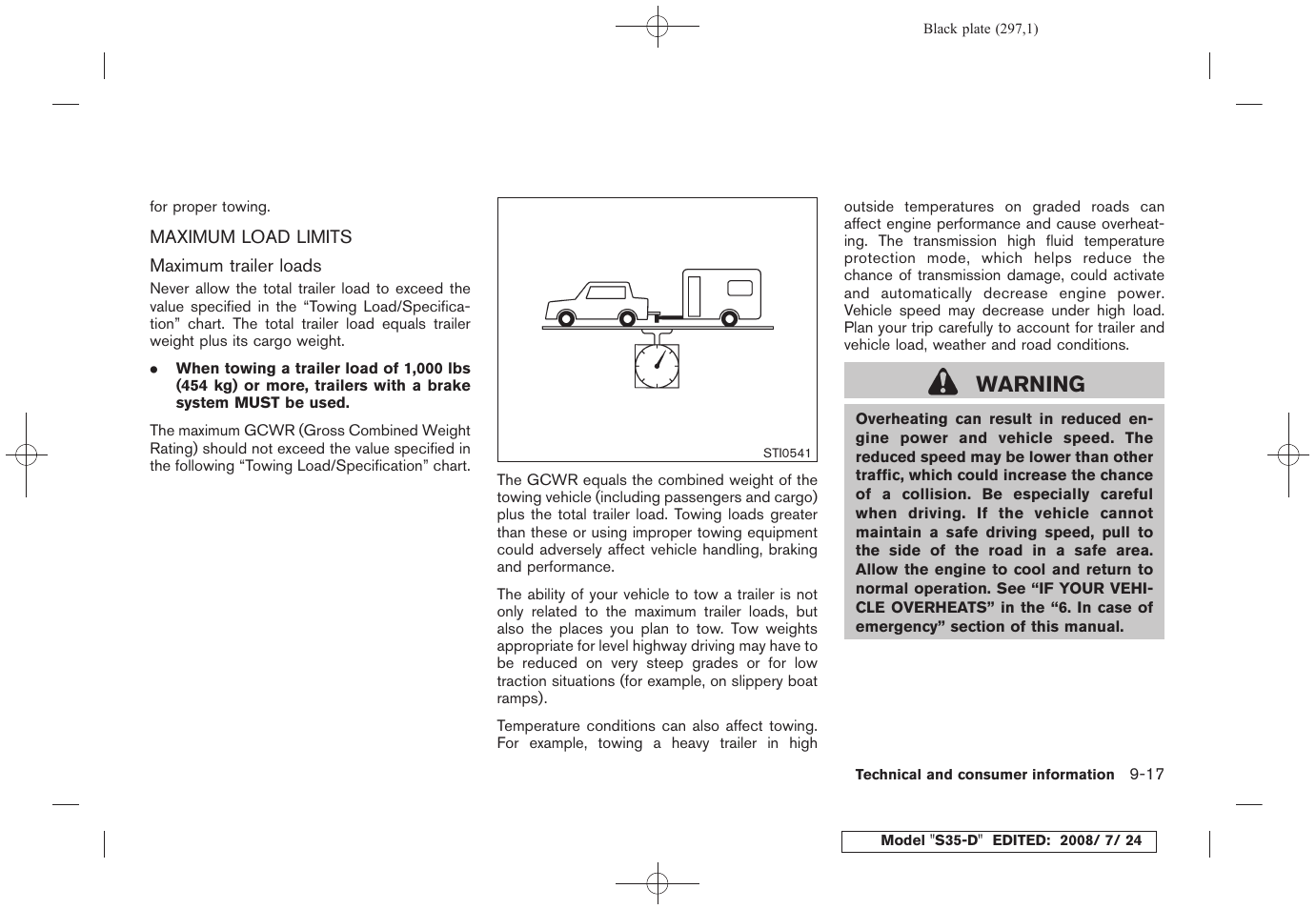 Maximum load limits -17, Warning | NISSAN 2009 Rogue User Manual | Page 297 / 316