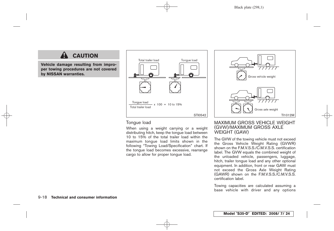 Caution | NISSAN 2009 Rogue User Manual | Page 298 / 316