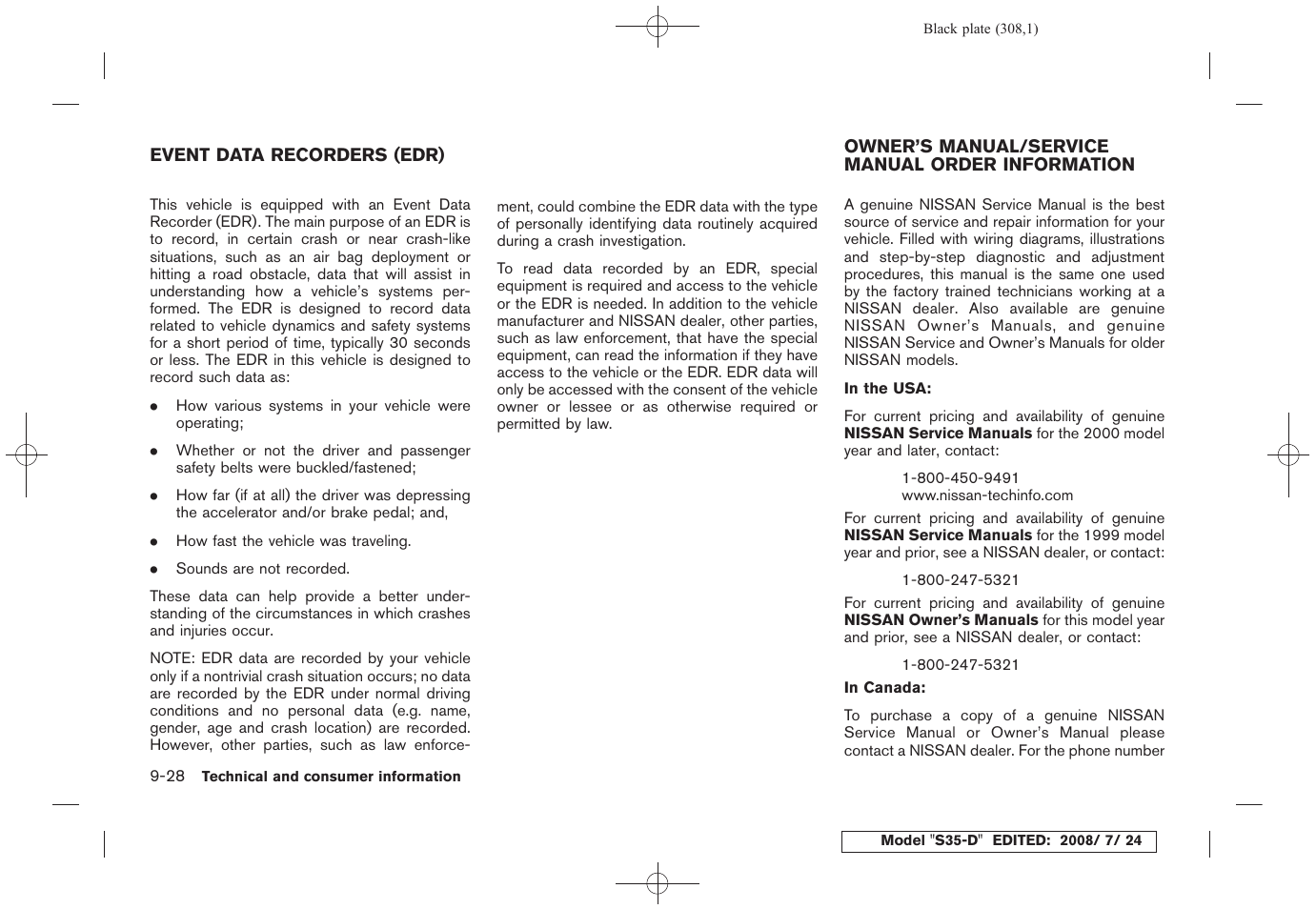 NISSAN 2009 Rogue User Manual | Page 308 / 316