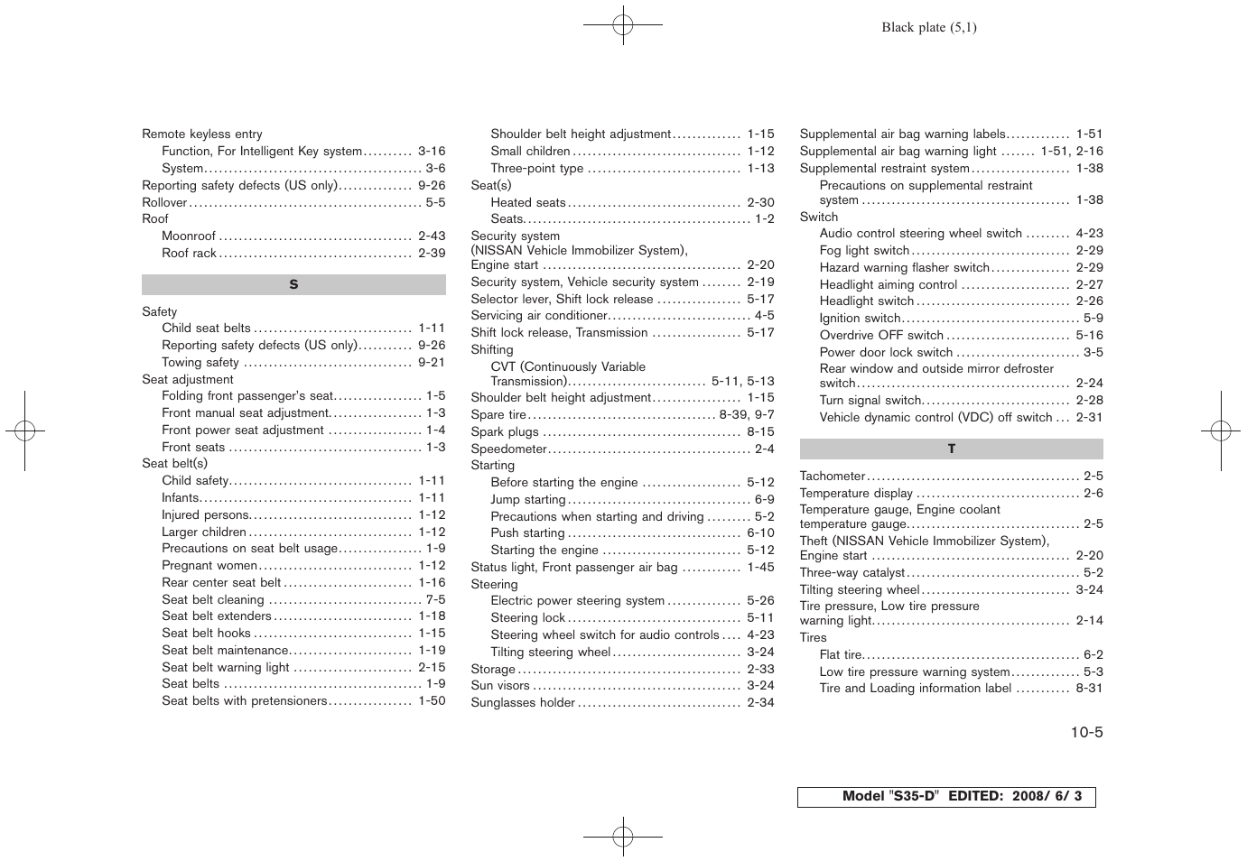 NISSAN 2009 Rogue User Manual | Page 314 / 316